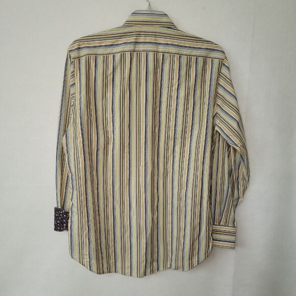 Thomas Dean Shirt Mens L Stripe Flip Cuff Long Sleeve Dress Office Business - Picture 8 of 12